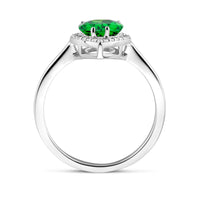 vDam Ring Wit En Groen Zirkonia Halo Zilver Gerhodineerd 1339060 Maat 17¾