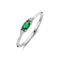 vDam Ring Wit En Groen Zirkonia Zilver Gerhodineerd 1339076