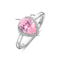 vDam Ring Wit En Roze Zirkonia Halo Zilver Gerhodineerd 1339049 Maat 17¼