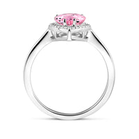 vDam Ring Wit En Roze Zirkonia Halo Zilver Gerhodineerd 1339050 Maat 17¾