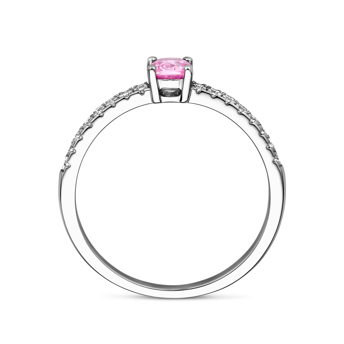 vDam Ring Wit En Roze Zirkonia Zilver Gerhodineerd 1338793 Maat 16½