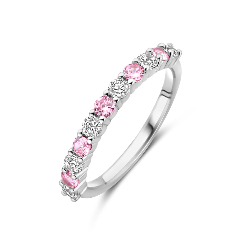 vDam Ring Wit En Roze Zirkonia Zilver Gerhodineerd 1338905