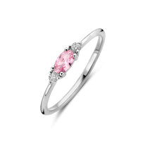 vDam Ring Wit En Roze Zirkonia Zilver Gerhodineerd 1339064