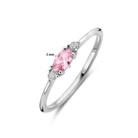 vDam Ring Wit En Roze Zirkonia Zilver Gerhodineerd 1339065 Maat 17¼