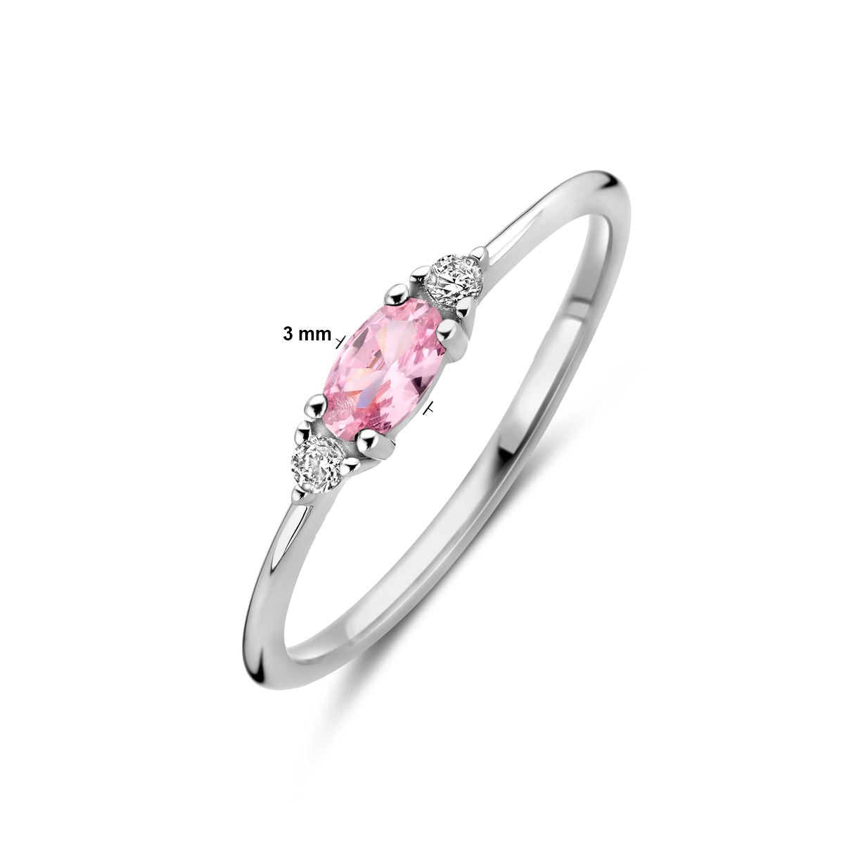 vDam Ring Wit En Roze Zirkonia Zilver Gerhodineerd 1339067 Maat 18½
