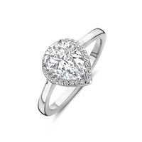 vDam Ring Wit Zirkonia Halo Zilver Gerhodineerd 1339045