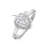 vDam Ring Wit Zirkonia Halo Zilver Gerhodineerd 1339045 Maat 17¾