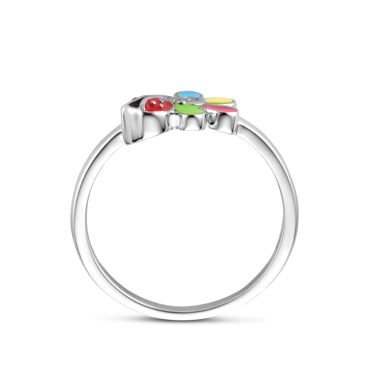 vDam Ring Zirkonia Bloem En Lieveheersbeestje Zilver Gerhodineerd 134Maat 1439 Maat 14