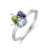 vDam Ring Zirkonia En Synth Edelstenen Zilver Gerhodineerd 1336579 Maat 17¾