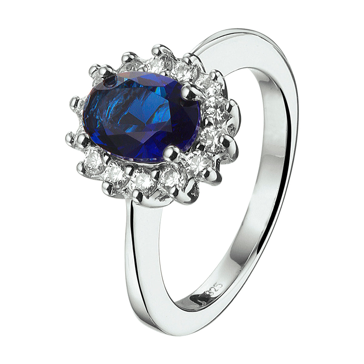 vDam Ring Zirkonia En Synthetische Saffier Zilver Gerhodineerd 1326189