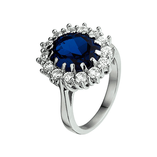 vDam Ring Zirkonia En Synthetische Saffier Zilver Gerhodineerd 1326214