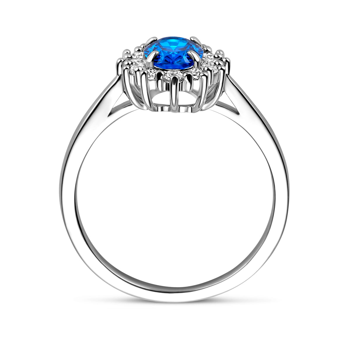 vDam Ring Zirkonia En Synthetische Saffier Zilver Gerhodineerd 1328527 Maat 19¾