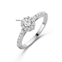 vDam Ring Zirkonia Halo Zilver Gerhodineerd 1334994 Maat 17¼