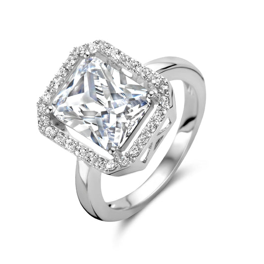 vDam Ring Zirkonia Halo Zilver Gerhodineerd 1335162