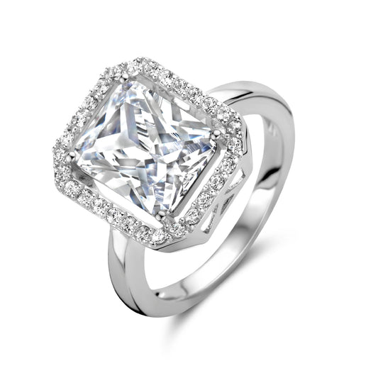 vDam Ring Zirkonia Halo Zilver Gerhodineerd 1335165
