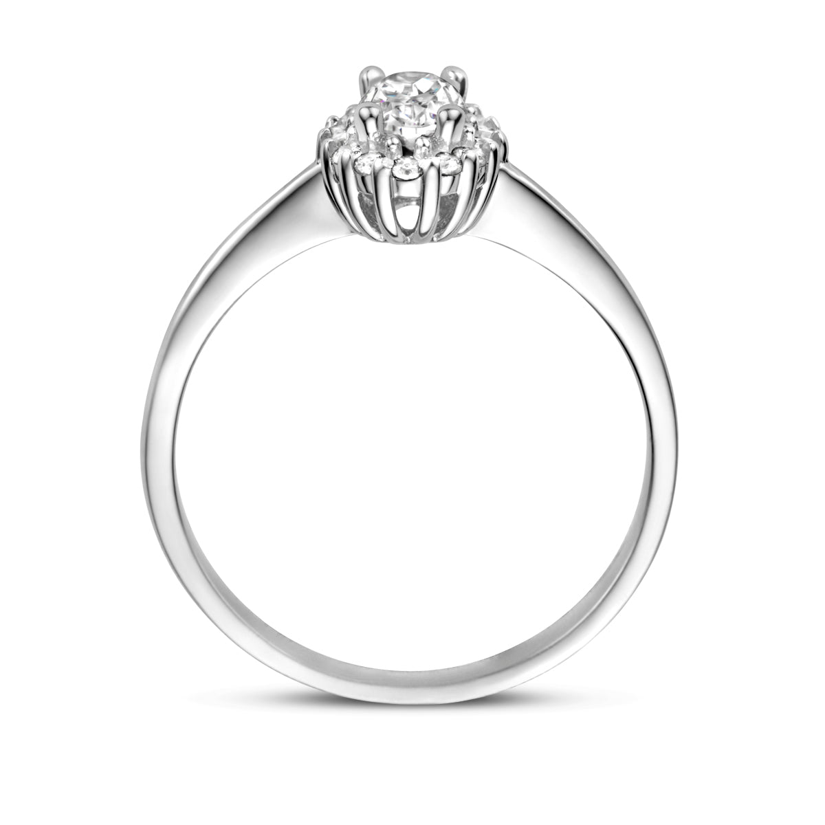 vDam Ring Zirkonia Halo Zilver Gerhodineerd 1335628 Maat 18½