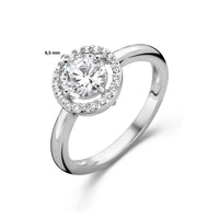 vDam Ring Zirkonia Halo Zilver Gerhodineerd 1335708 Maat 17¼