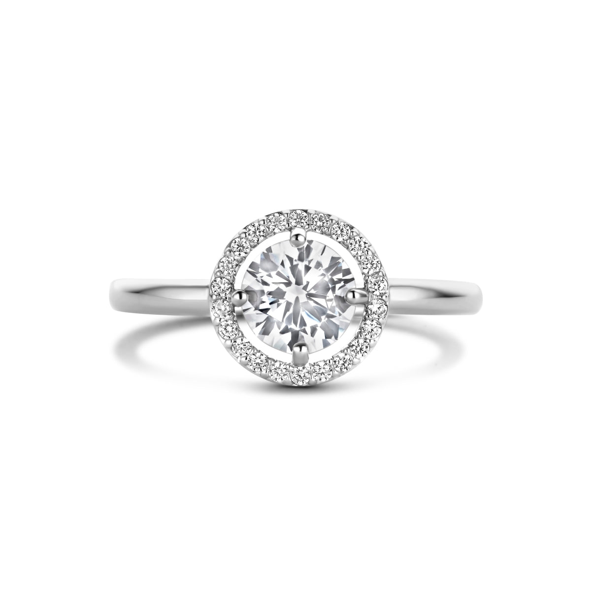 vDam Ring Zirkonia Halo Zilver Gerhodineerd 1335708 Maat 17¼