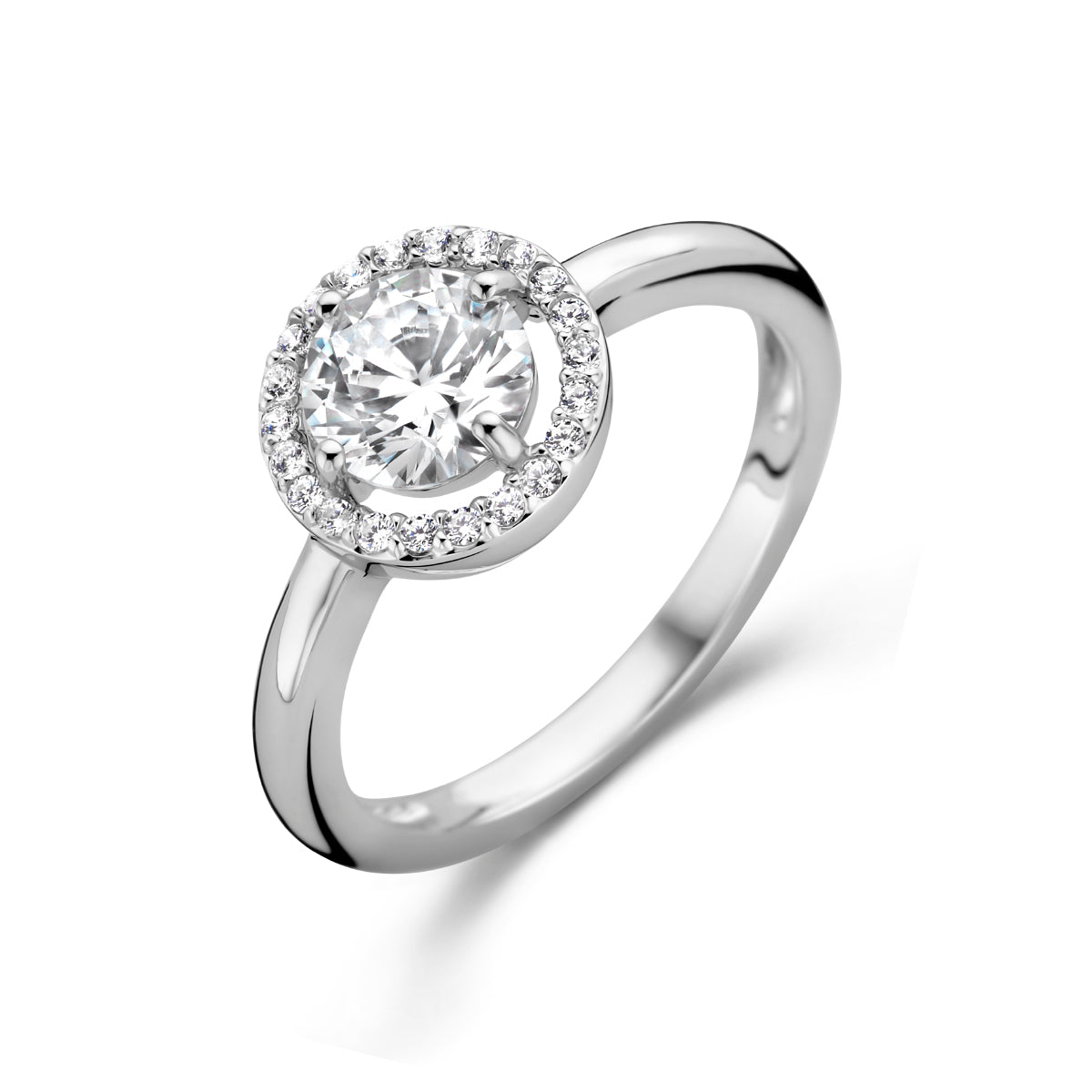 vDam Ring Zirkonia Halo Zilver Gerhodineerd 1335708