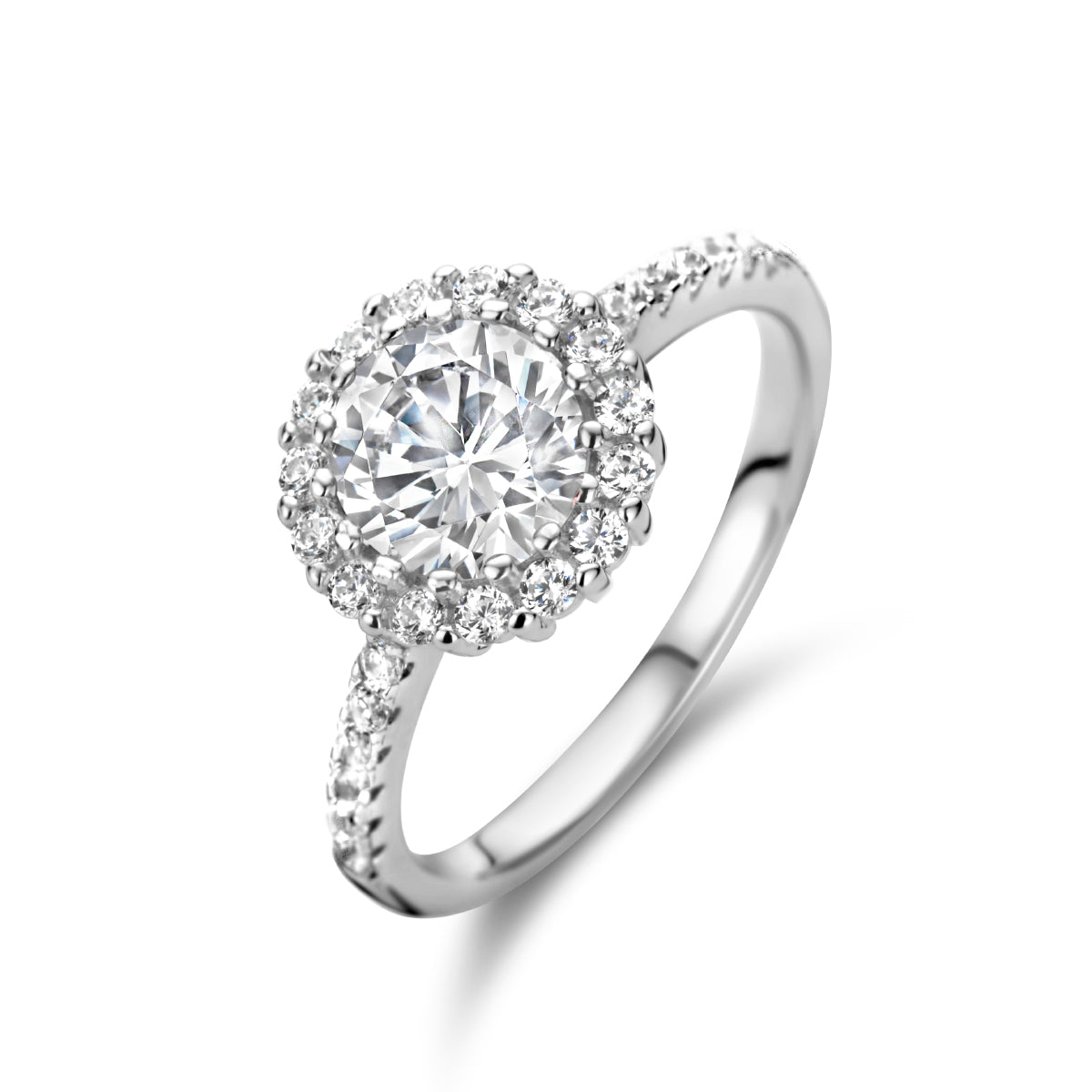 vDam Ring Zirkonia Halo Zilver Gerhodineerd 1335839