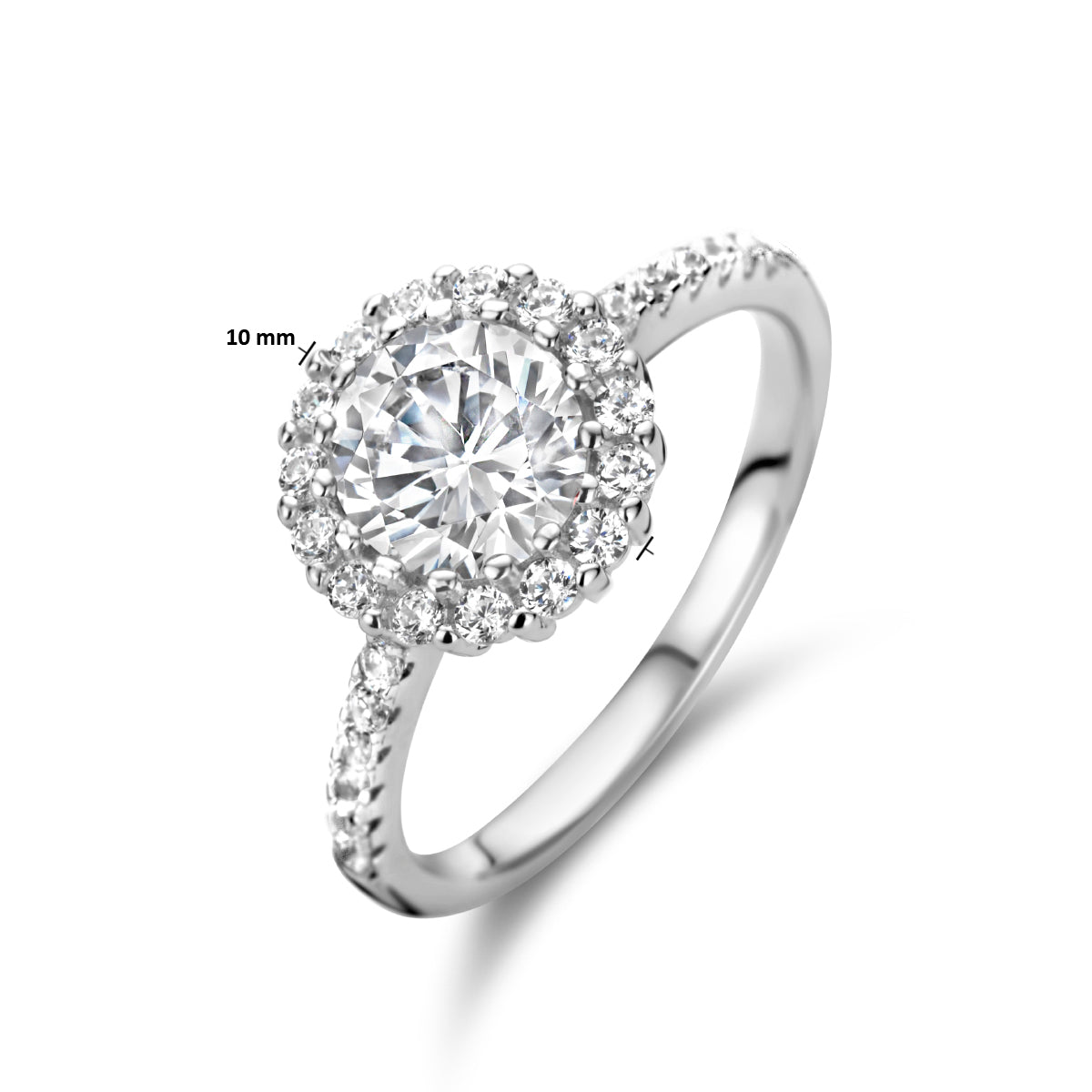 vDam Ring Zirkonia Halo Zilver Gerhodineerd 1335840 Maat 17¼