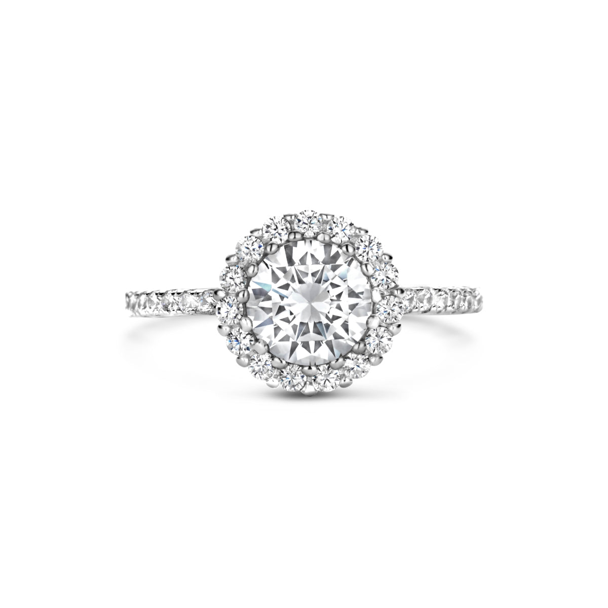 vDam Ring Zirkonia Halo Zilver Gerhodineerd 1335842 Maat 18½