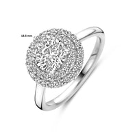 vDam Ring Zirkonia Halo Zilver Gerhodineerd 1338956 Maat 18½