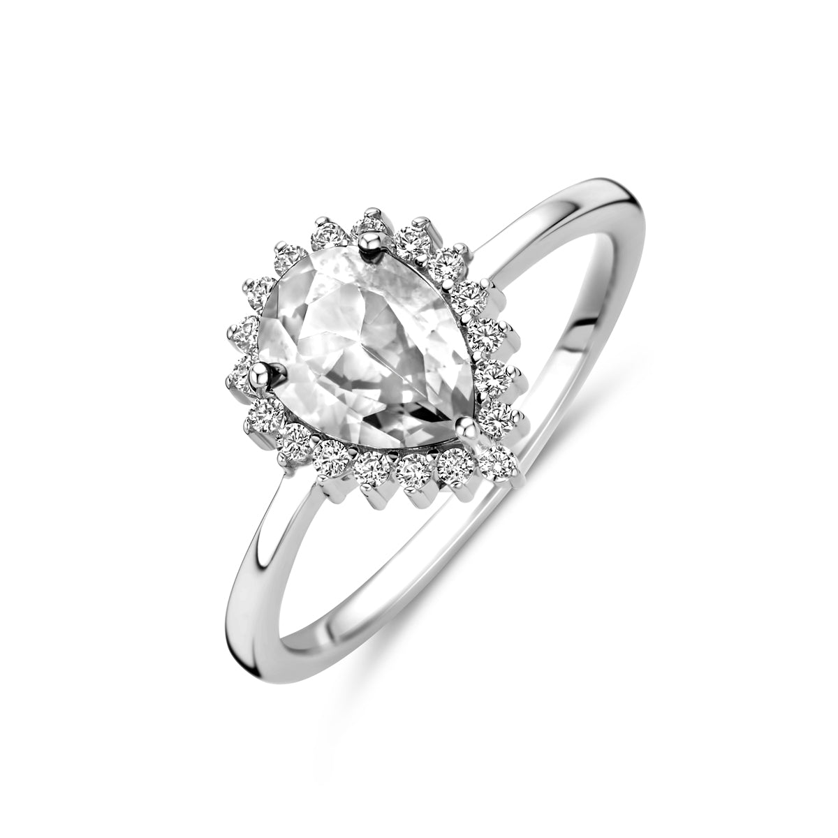 vDam Ring Zirkonia Halo Zilver Gerhodineerd 1339153