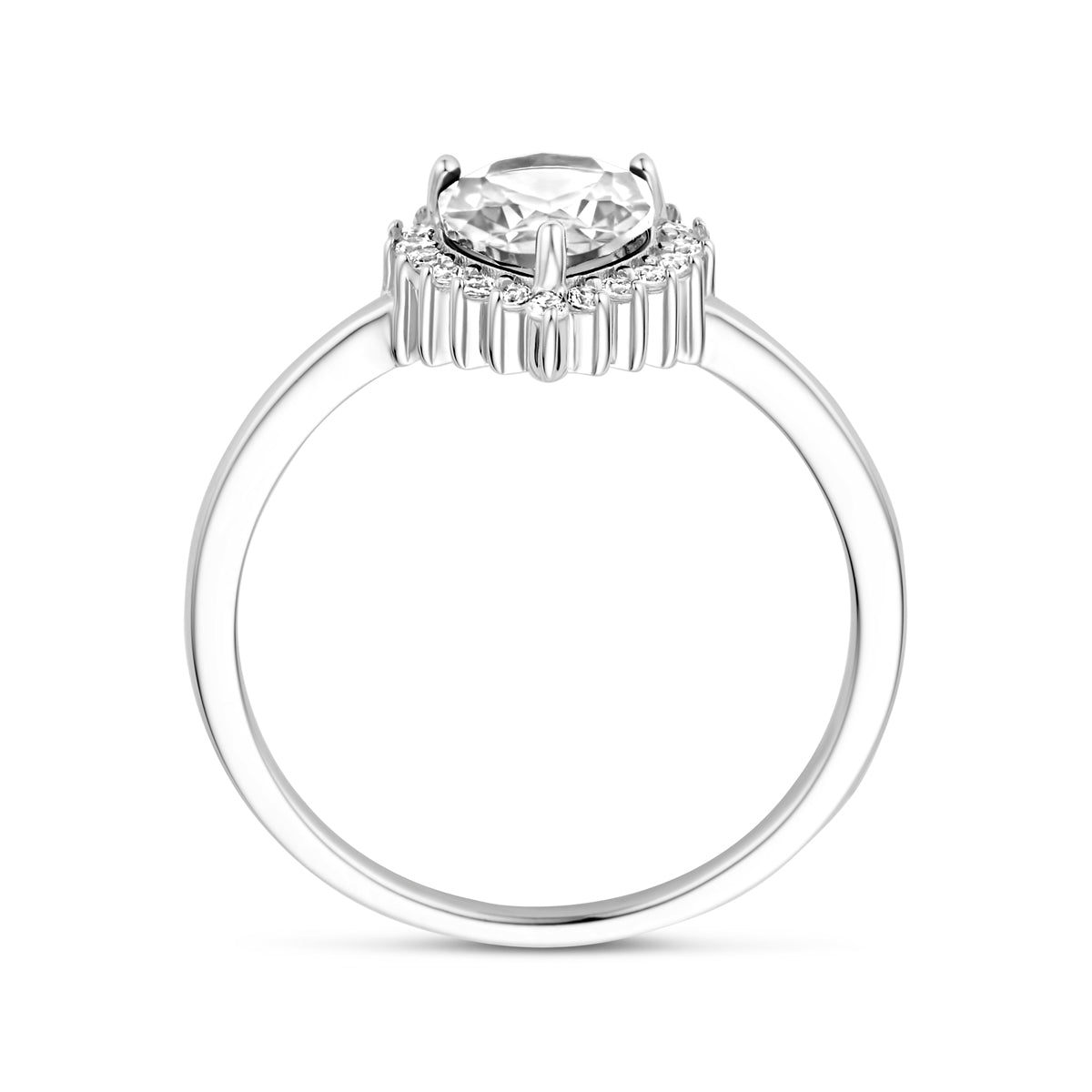 vDam Ring Zirkonia Halo Zilver Gerhodineerd 1339154 Maat 16½