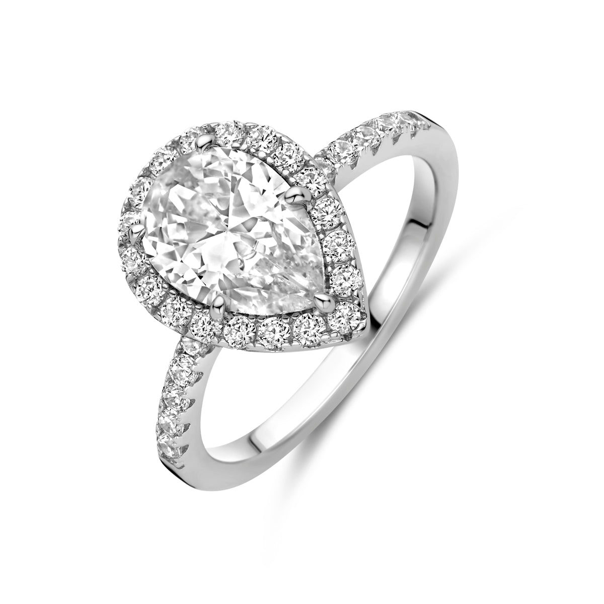 vDam Ring Zirkonia Halo Zilver Gerhodineerd 1339176