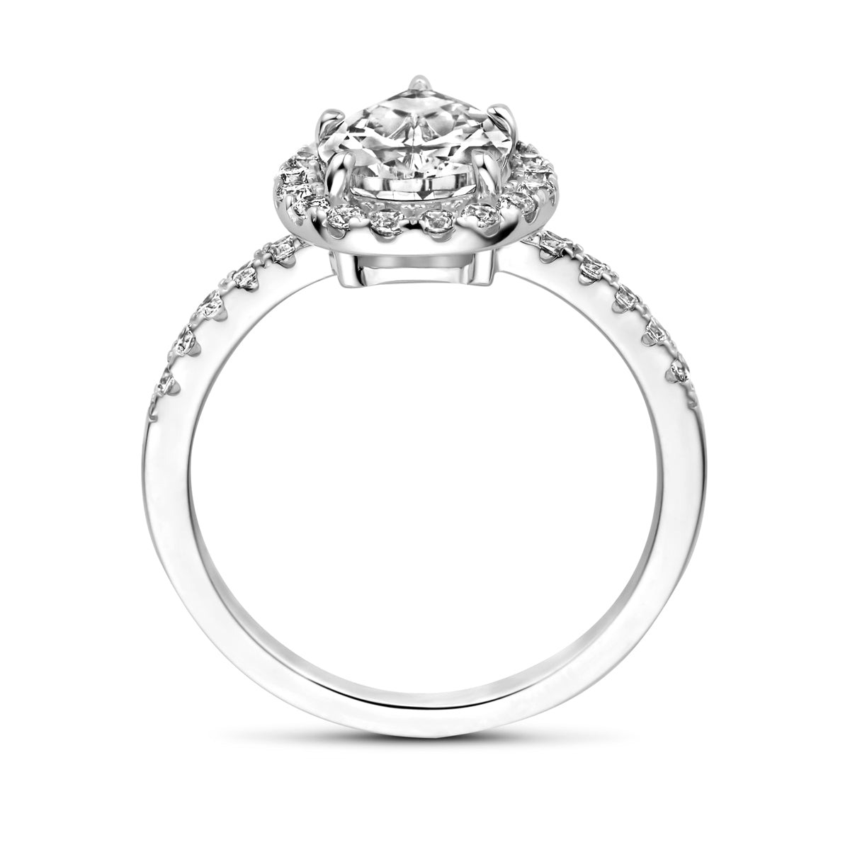 vDam Ring Zirkonia Halo Zilver Gerhodineerd 1339178 Maat 18½