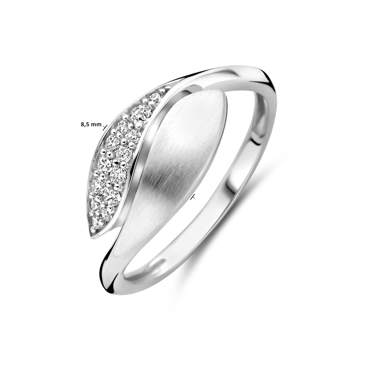 vDam Ring Zirkonia Poli/mat 8,5 Mm Zilver Gerhodineerd 1339827 Maat 18½