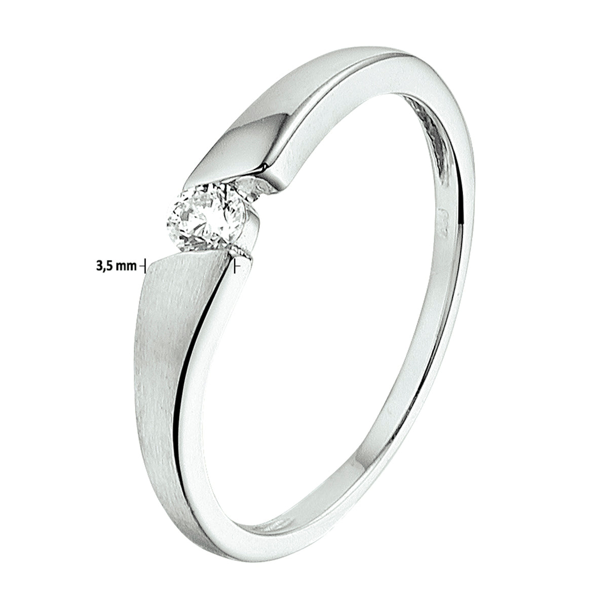 vDam Ring Zirkonia Poli/mat Zilver Gerhodineerd 1329926 Maat 18½