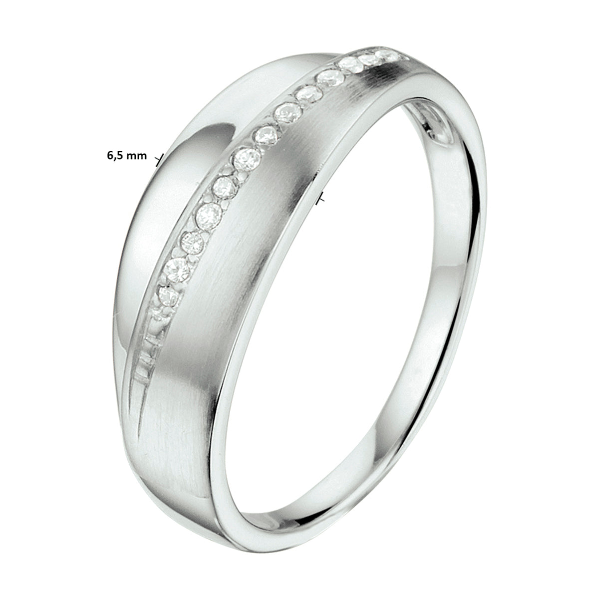 vDam Ring Zirkonia Poli/mat Zilver Gerhodineerd 1332834 Maat 17¼