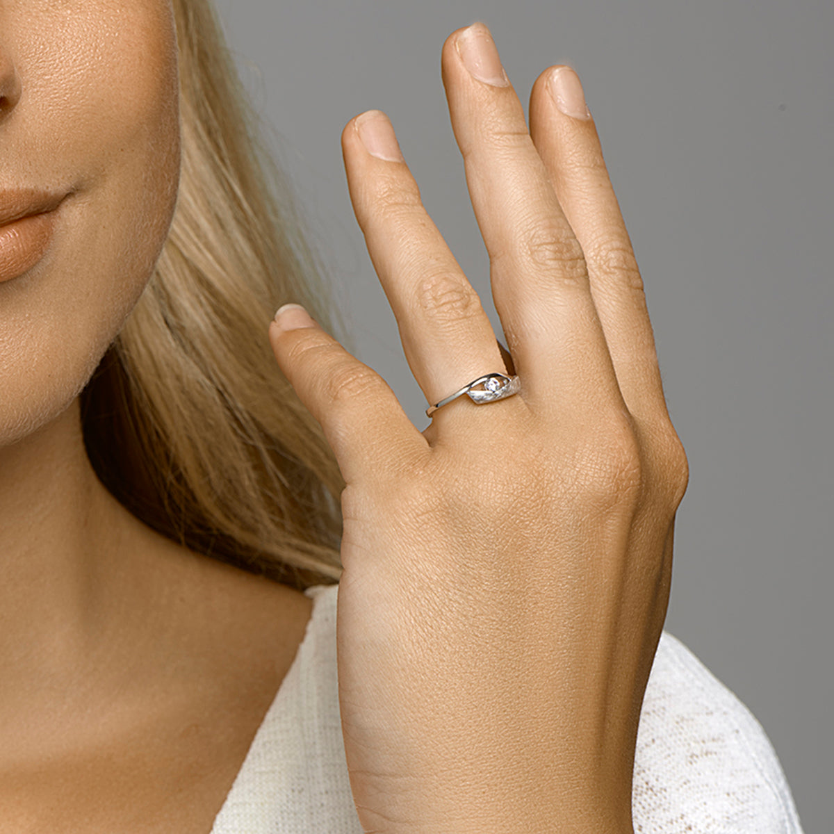 vDam Ring Zirkonia Poli/mat Zilver Gerhodineerd 1332884 Maat 17¾