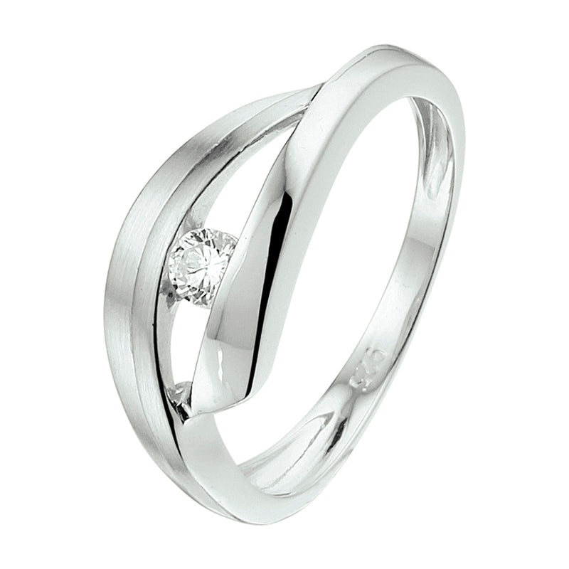 vDam Ring Zirkonia Poli/mat Zilver Gerhodineerd 1340266