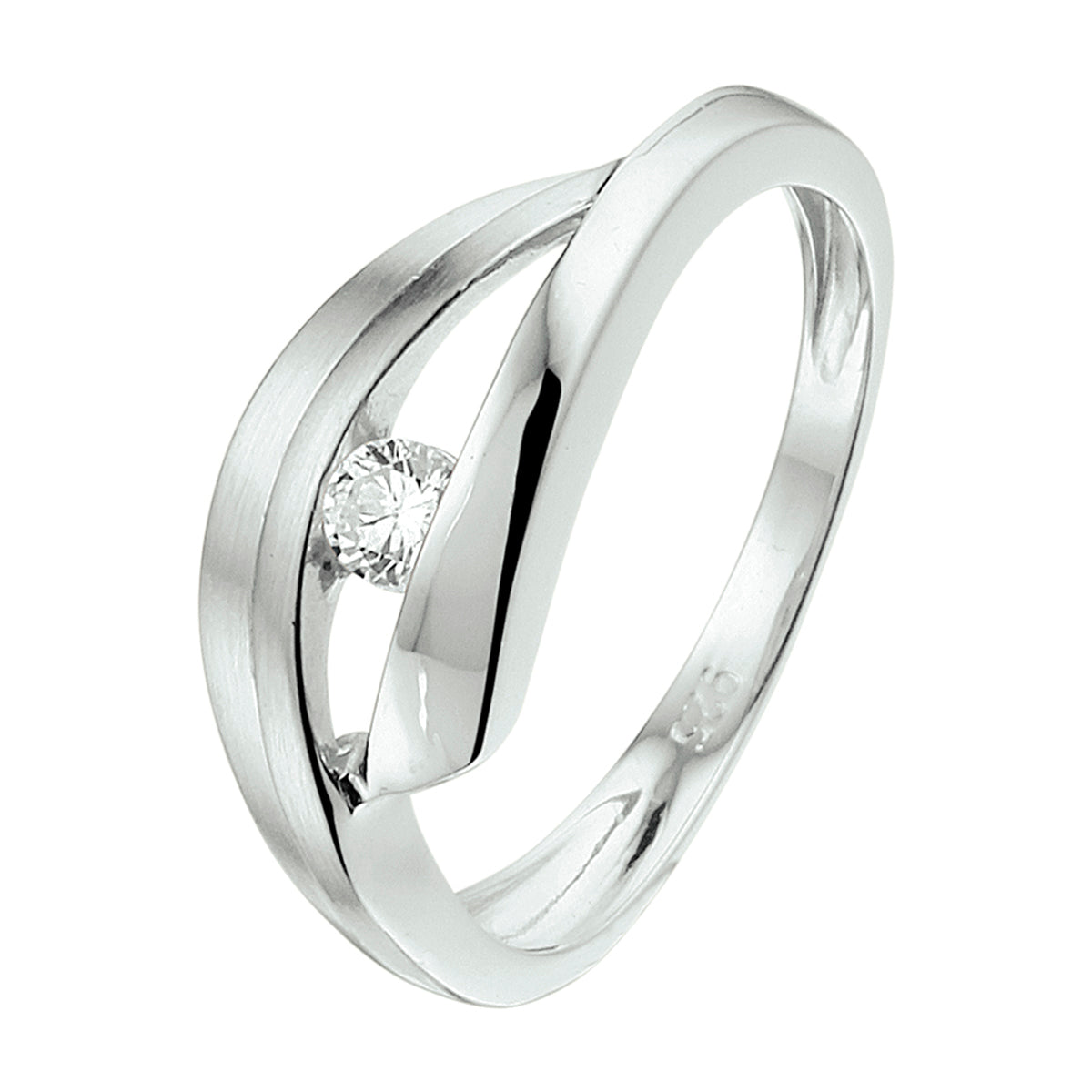 vDam Ring Zirkonia Poli/mat Zilver Gerhodineerd 1332895
