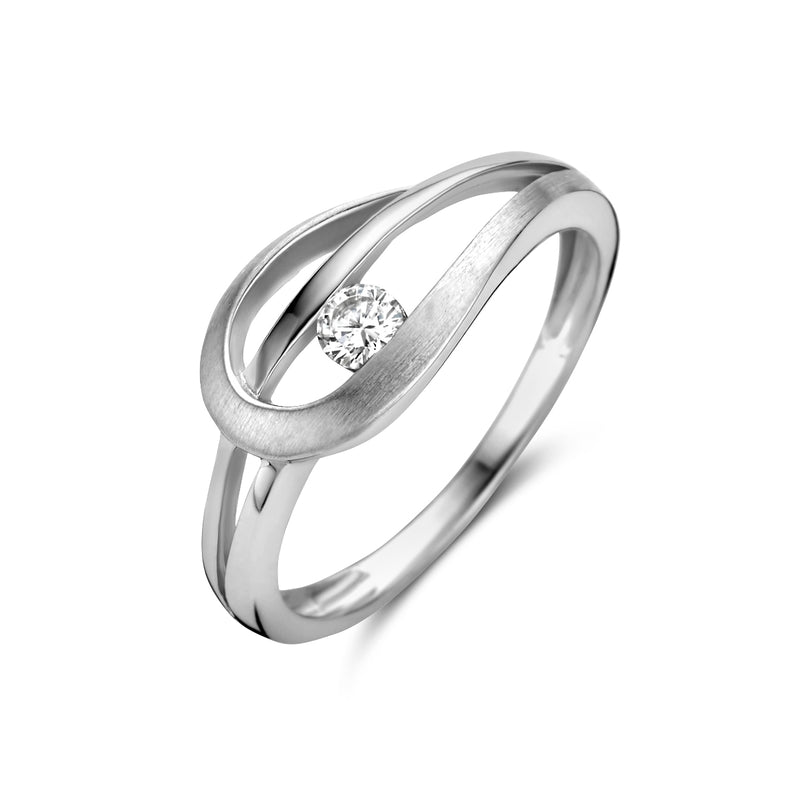 vDam Ring Zirkonia Poli/mat Zilver Gerhodineerd 1340282