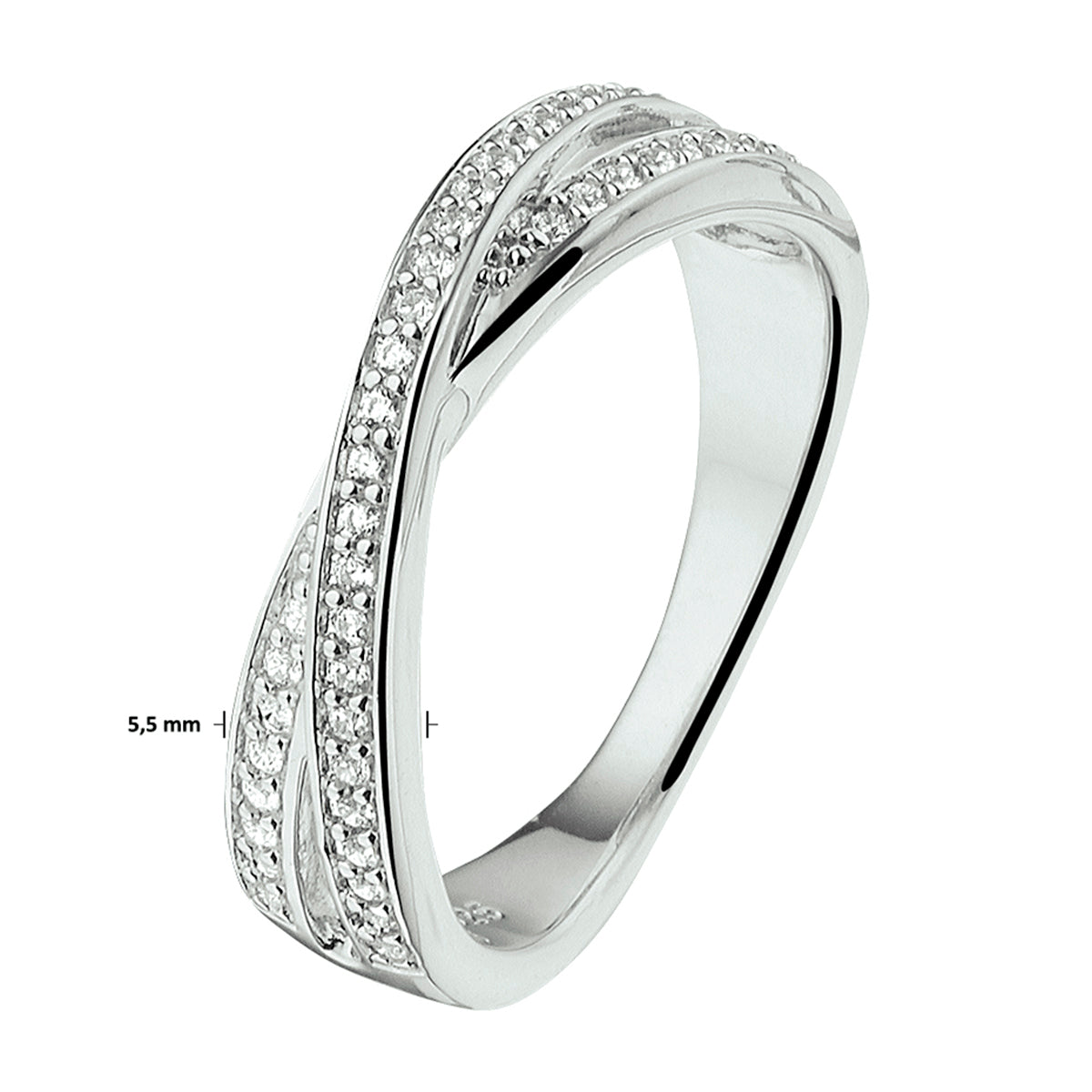 vDam Ring Zirkonia Zilver Gerhodineerd 1329288 Maat 17¼