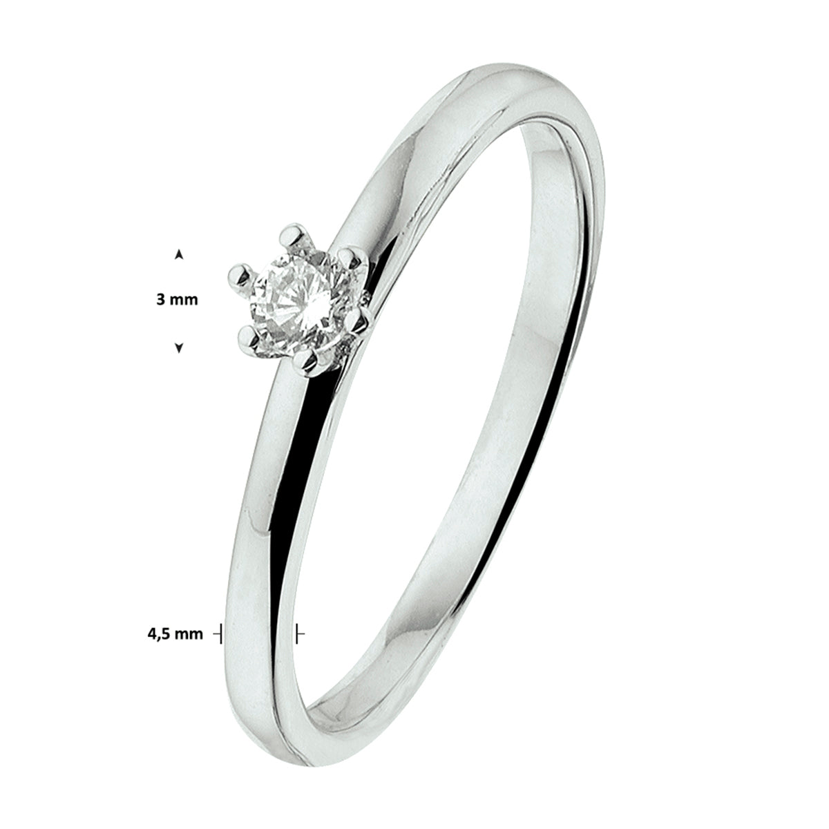 vDam Ring Zirkonia Zilver Gerhodineerd 1329305 Maat 17¾