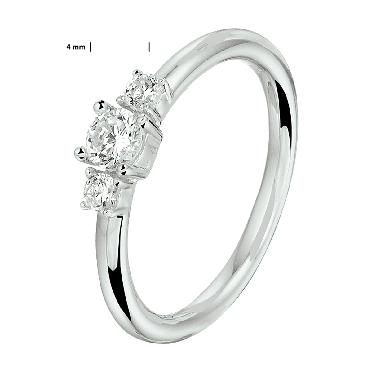 vDam Ring Zirkonia Zilver Gerhodineerd 1332180 Maat 19