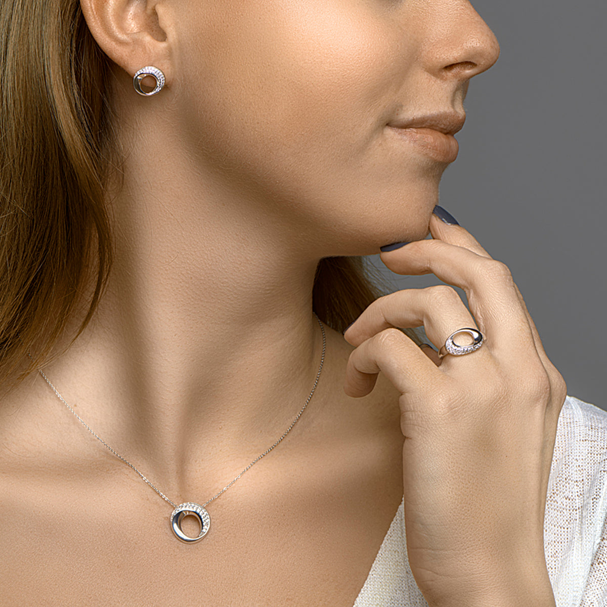 vDam Ring Zirkonia Zilver Gerhodineerd 1332516 Maat 17¾