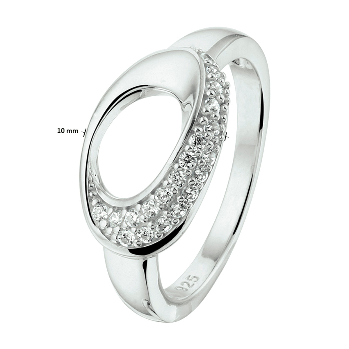 vDam Ring Zirkonia Zilver Gerhodineerd 1332516 Maat 17¾