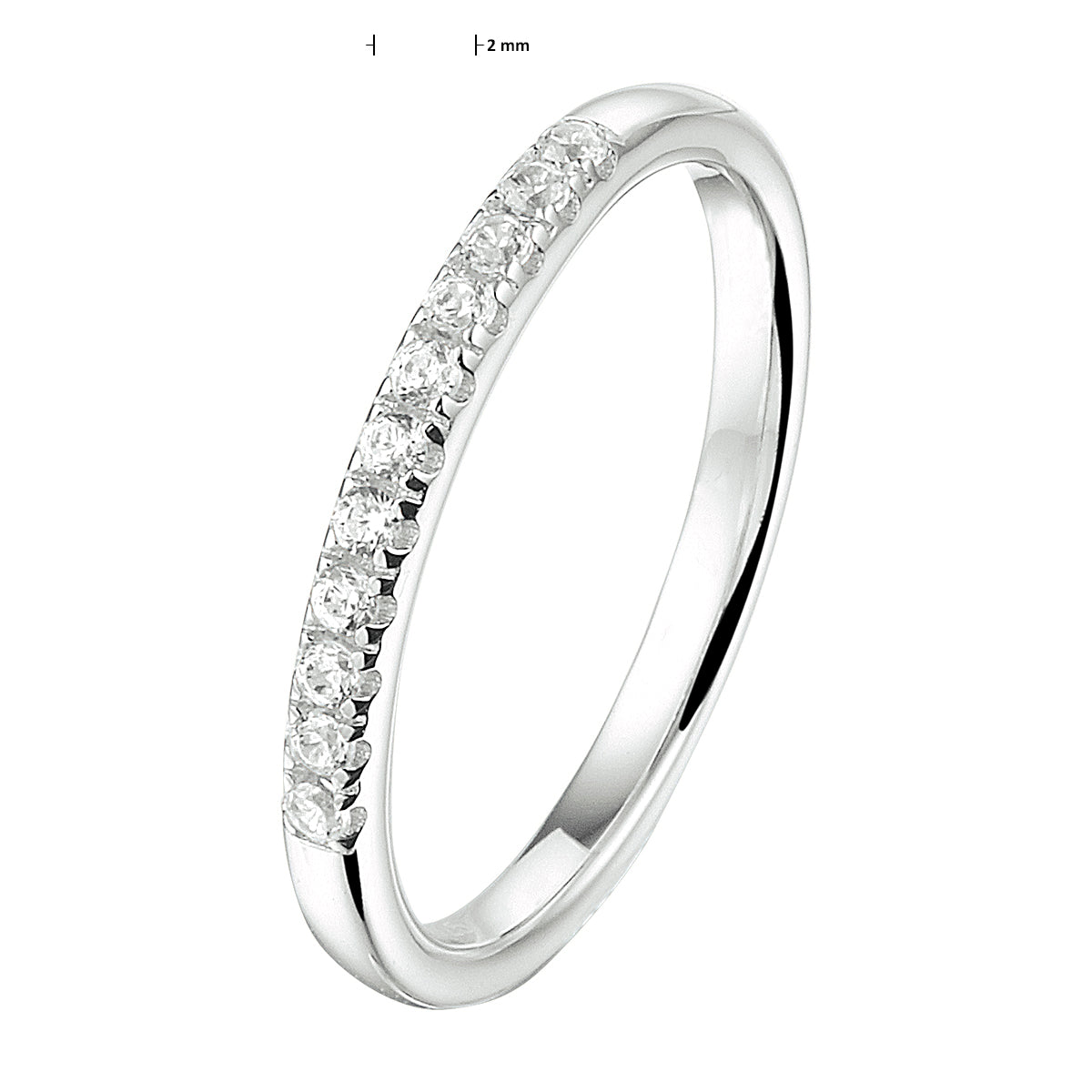 vDam Ring Zirkonia Zilver Gerhodineerd 1333369 Maat 19