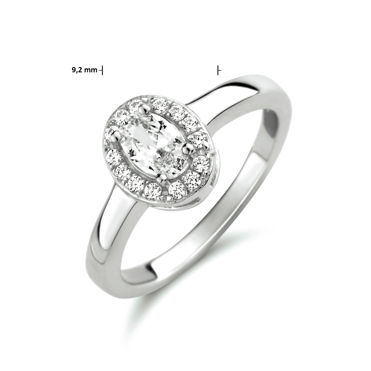 vDam Ring Zirkonia Zilver Gerhodineerd 1333645 Maat 17¼