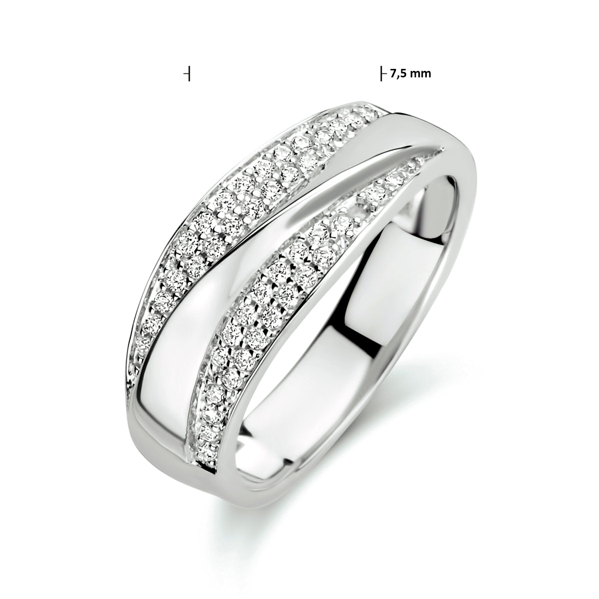 vDam Ring Zirkonia Zilver Gerhodineerd 1333735 Maat 16½