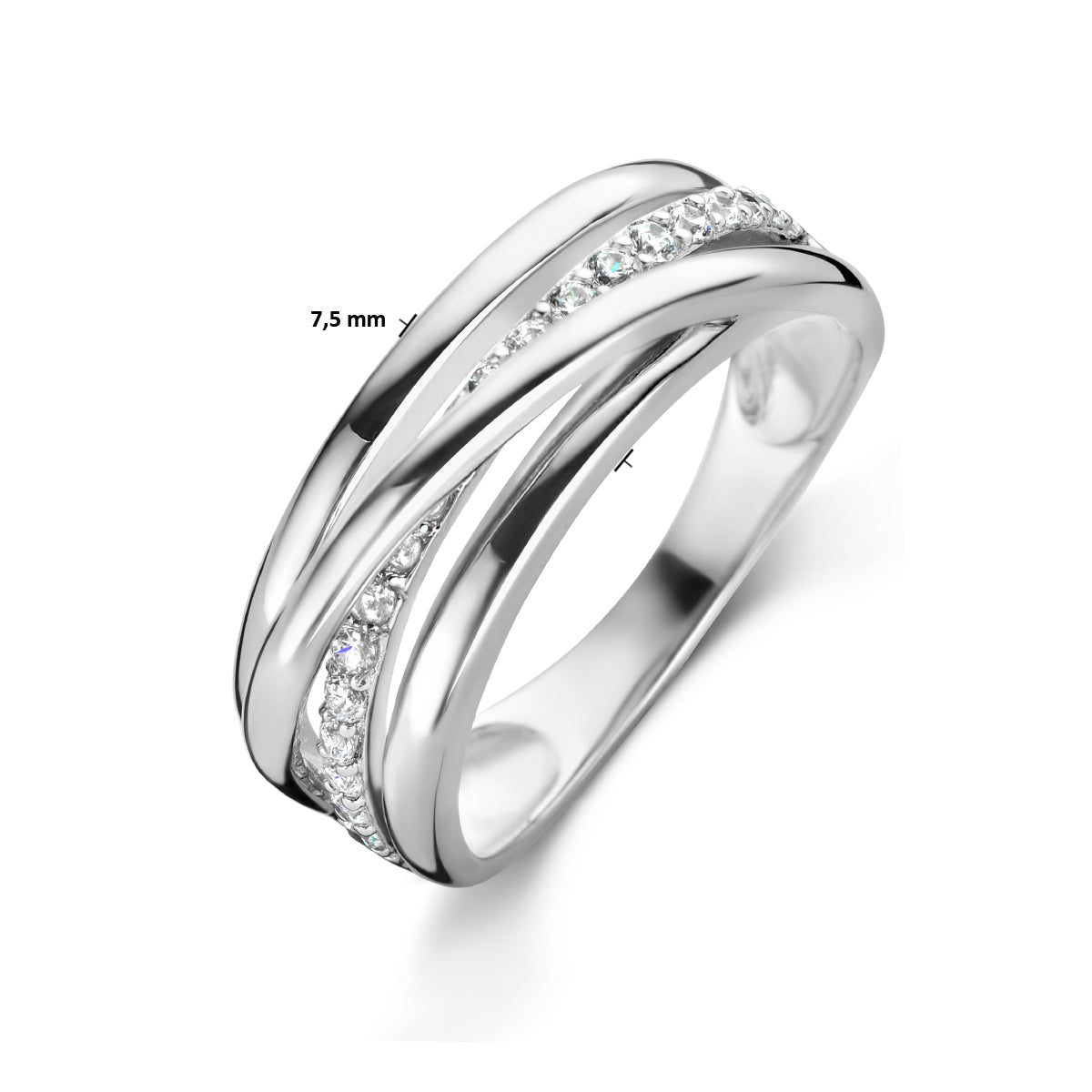 vDam Ring Zirkonia Zilver Gerhodineerd 1334977 Maat 18½