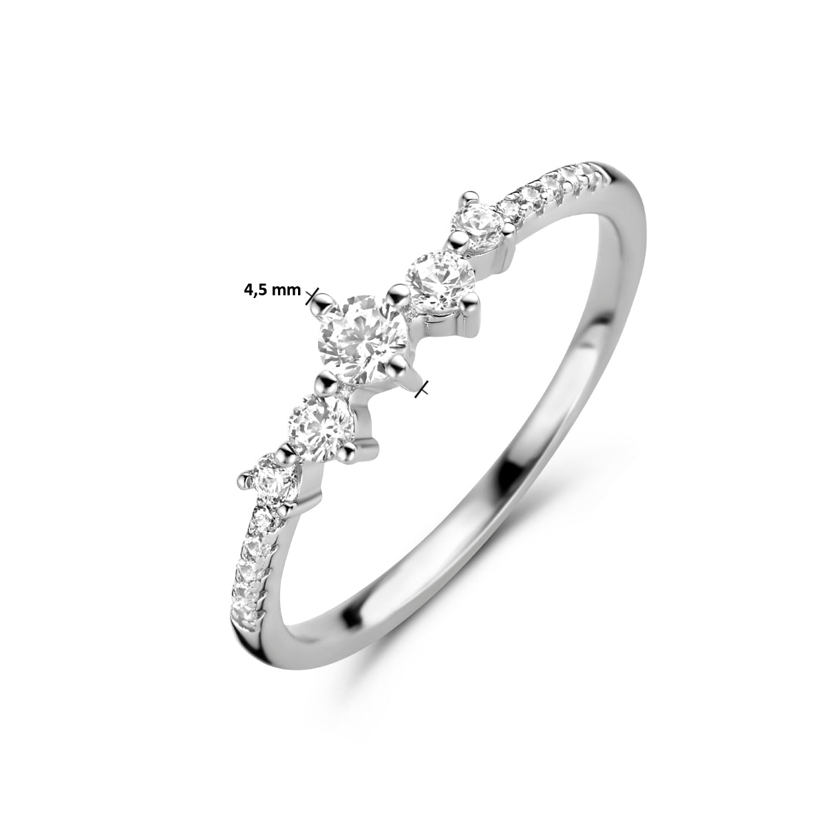 vDam Ring Zirkonia Zilver Gerhodineerd 1335007 Maat 17¼