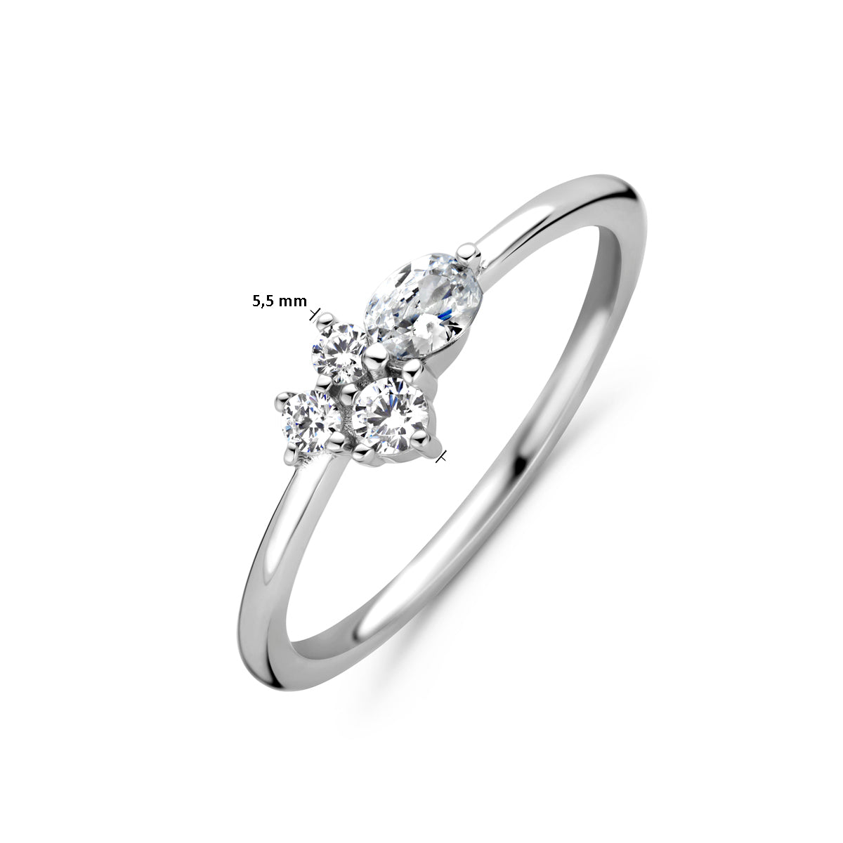 vDam Ring Zirkonia Zilver Gerhodineerd 1337645 Maat 17¼