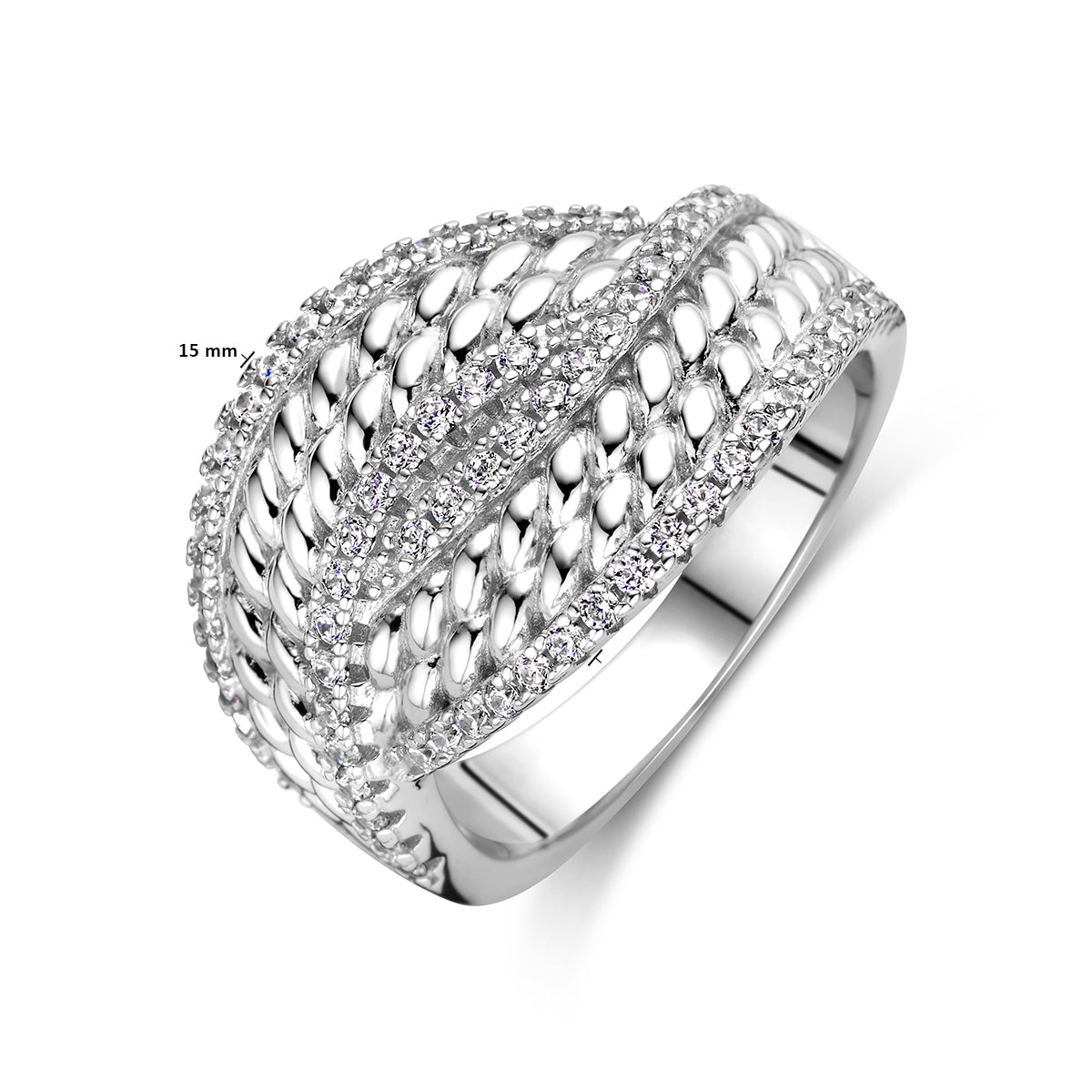 vDam Ring Zirkonia Zilver Gerhodineerd 1338242 Maat 17¾